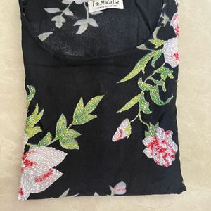 Floral Print Beautiful Black Top