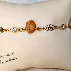 Raw Citrine Single Stone Minimal Bracelet. 🧡💛