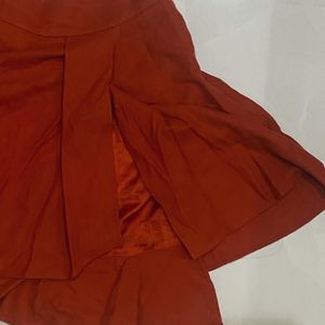 Korean Red Layered Mini Skirt