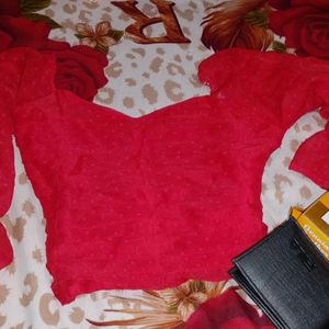 Beautiful Combo Of Red Korean Top And Men's Purse