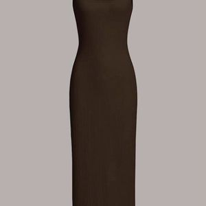 Coffee Brown Midi Dress