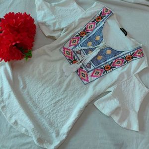 White Cold Shoulder Top