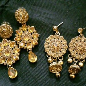 Combo Of Two Stone Worked Earrings