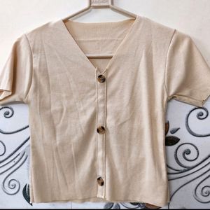 Beige Color Crop Tee