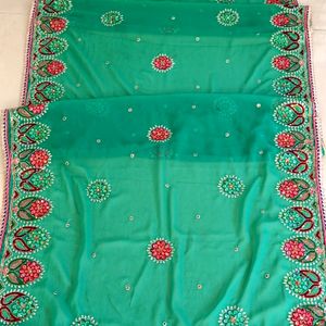 Green Embellished Dupatta