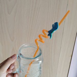 GLASS MUG WITH SPIRAL STRAW ❤️