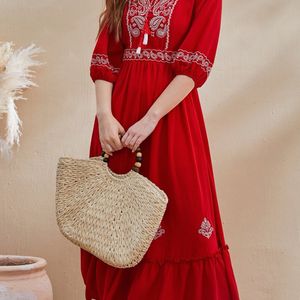 Branded Women Embroidered Red DressSize 2XL