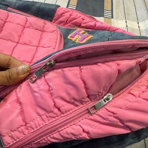 Pink And Grey Beautiful School Bag For Girls