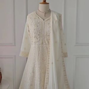 KTT Designer Embroidered Chikankari Anarkali