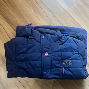 Brand new mens jacket navy blue with hoodie