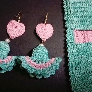 Crochet Wallet With Matching Earrings