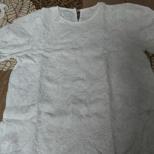 Korean Top White Embroidered