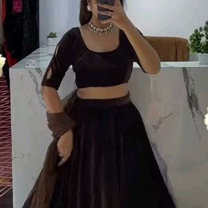 velvet choli lehenga