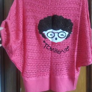 knitted baggy pink top - for paramita❤🌼