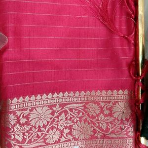 New Pink Pattu Border Saree