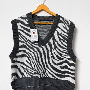 Grey Zebra Print Vest