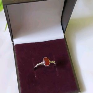 Pure Silver With Carnelian Ring