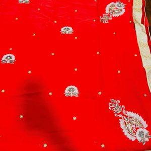 Bead Work Fuschia Color saree