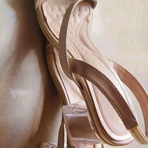 Nude Colour Sandals With Transparent Heel