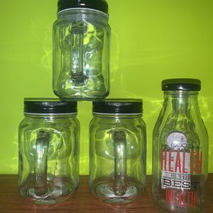 Mason Jar A Set Of 3piece With One Glass Bottle