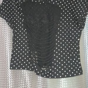 Black Polka Dots Round Neck, Back Layers,sale 75