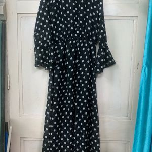 Black and White Polka Dots Maxi Dress