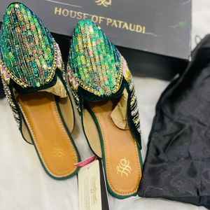 Embellished Green Women Flat💕