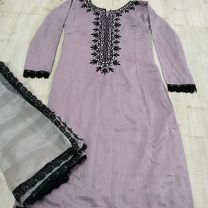 Lavender Full sleeve kurti with dupatta