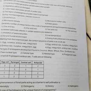 MCQ Neet Biology Class-12