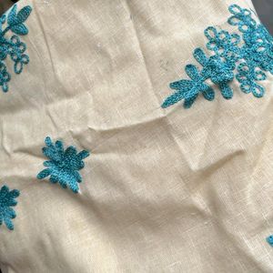 New Unused Pure Linen Heavy Embroidery Kurta Set