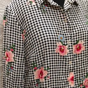 H&M Checkered Floral Printed Shirt