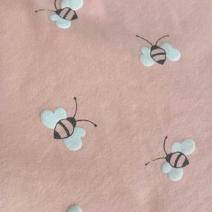 Peach Colour T-shirt With Butterflies Pattern