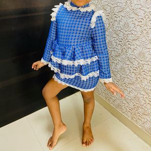 Blue custom made designer dress for 5-7yrs girls