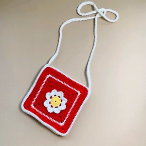 Crochet Strawberry 🍓 With Daisy Sling Bag