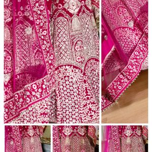 Bridal Pink Heavy Work Fully Stitch Velvet Lehenga