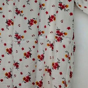 White Floral Printed Dress From MANGO