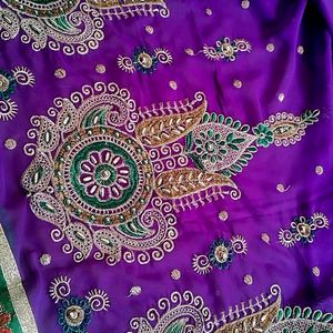 Purple💜 Heavy Embroidery Party wear Saree