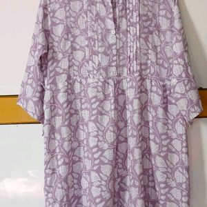 Lavender Floral Short Kurti