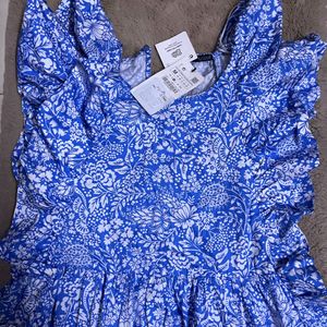 Zara Brand New Cotton Ruffle Dress