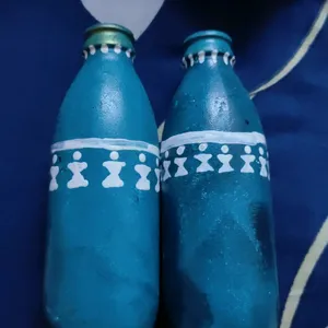 Warli Art On Glass Bottle