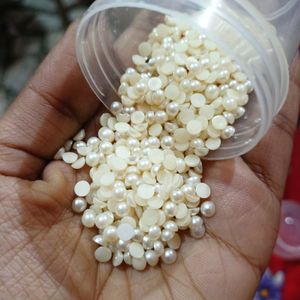 White Half Beads