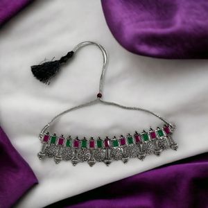 silver chokar jewellery set