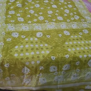 Light weight lime colour saree For Navratri