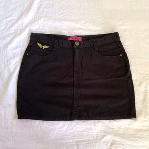 Y2K lowrise black denim skirt