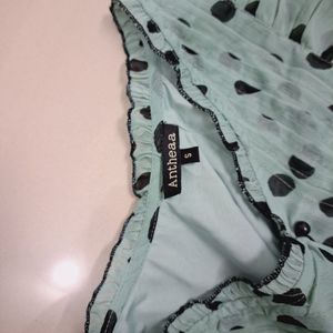 Polkadot Black And Light Green Top