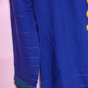 Rich Royal Blue Mangalgiri Cotton Kurti