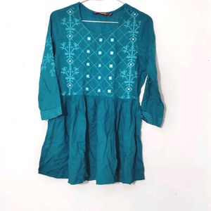 Nitwan Teal Embroidered  Kurta