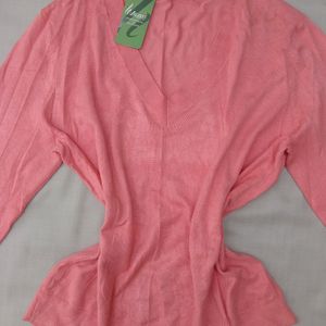 New Pink Korean V Shape Sweater..