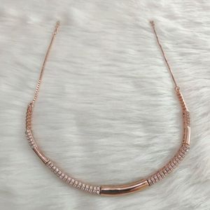 92.5 Sterling Silver Rose Gold Choker WTh Hallmark