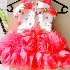 Cutedoll Pink Off-Shoulder Kids Party Frock Dress